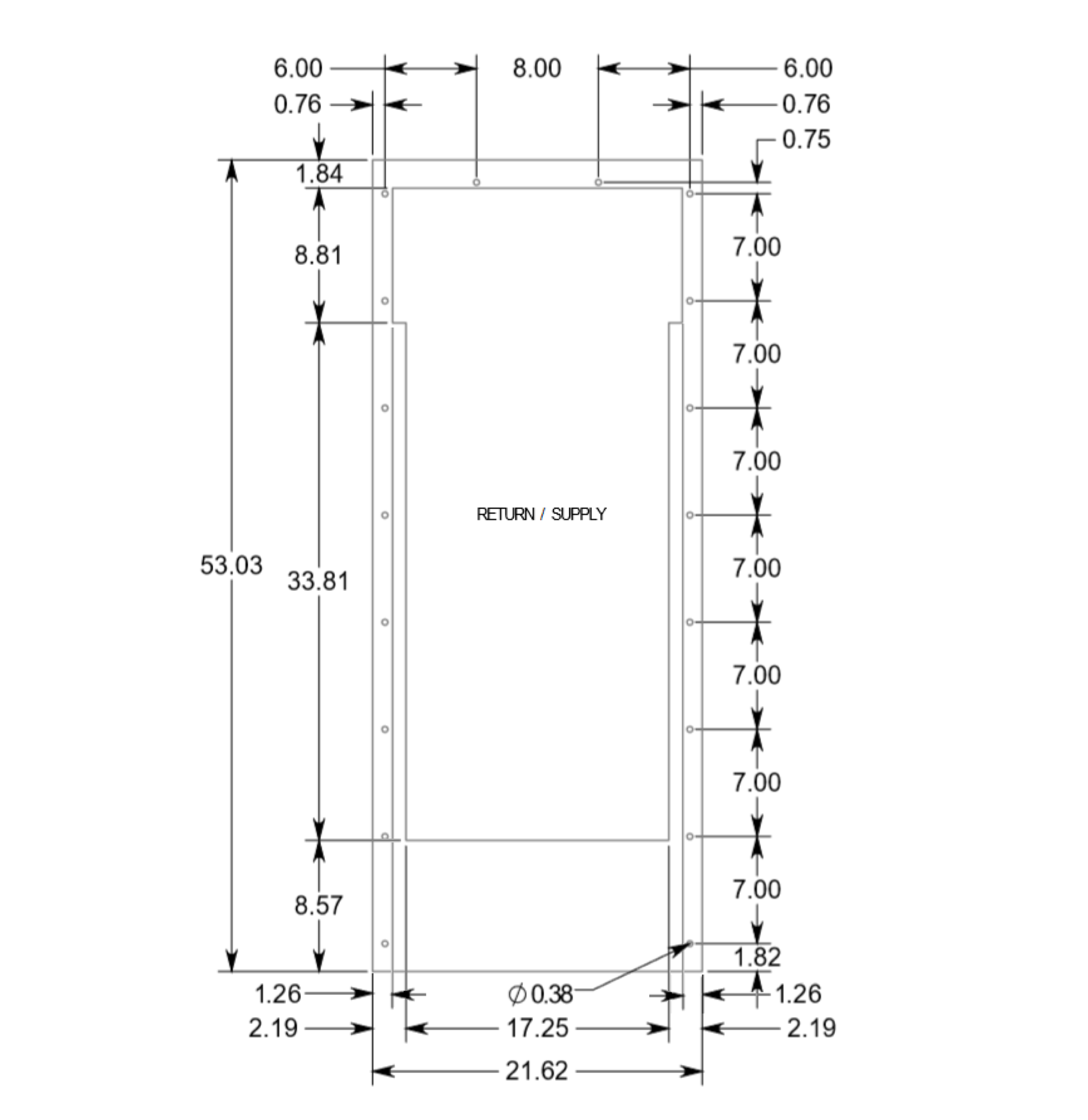 AT19RNWXX cutout dimensions drawing